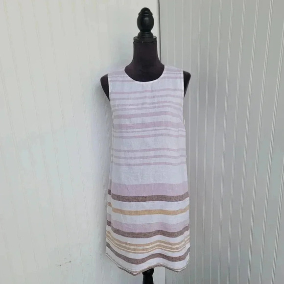 Rachel Zoe Womens 100% Linen Straight Dress Flare Floral Keyhole Pockets Sz 6 - Picture 1 of 11